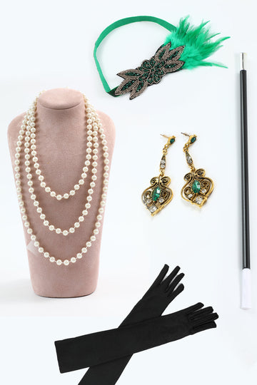 Green Four Pieces 1920-tallet Party Tilbehør Set